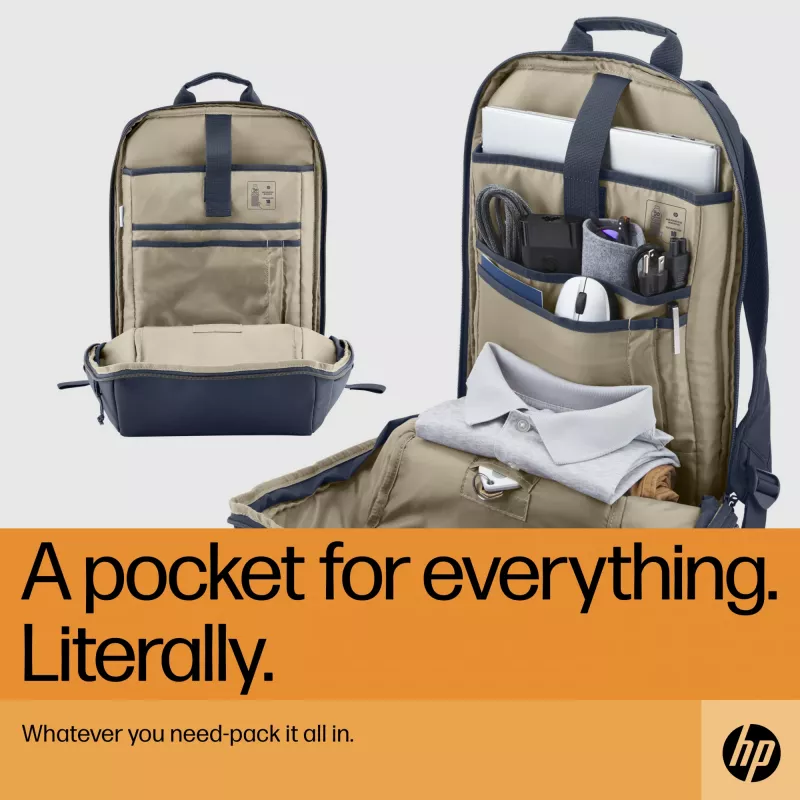 HP Travel 18 Litrų 15.6 col. Pilkai Melsva Kuprinė nešiojamam kompiuteriui