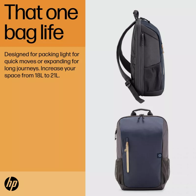 HP Travel 18 Litrų 15.6 col. Pilkai Melsva Kuprinė nešiojamam kompiuteriui
