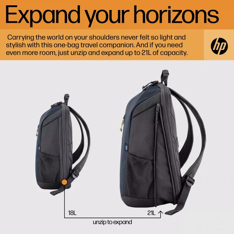HP Travel 18 Litrų 15.6 col. Pilkai Melsva Kuprinė nešiojamam kompiuteriui