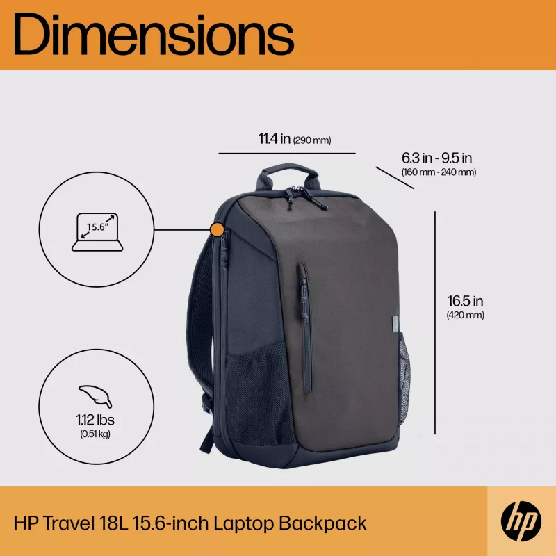 HP Travel 18 Litrų 15.6 col. Pilkai Melsva Kuprinė nešiojamam kompiuteriui