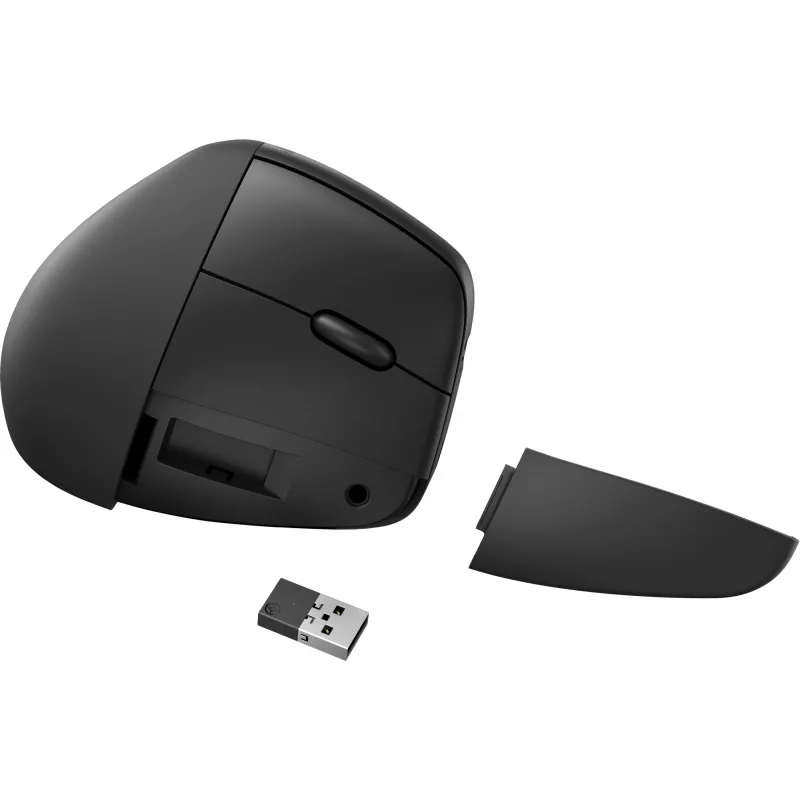 HP 920 ergonominė vertikali belaidė pelė, dešinei rankai, Bluetooth + USB Type-A, 4000 DPI, juoda