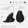 HP 920 ergonominė vertikali belaidė pelė, dešinei rankai, Bluetooth + USB Type-A, 4000 DPI, juoda