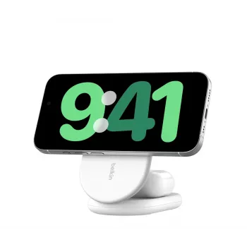 BELKIN BoostCharge Qi2 15W Magnetinis 2 viename stovas – Baltas