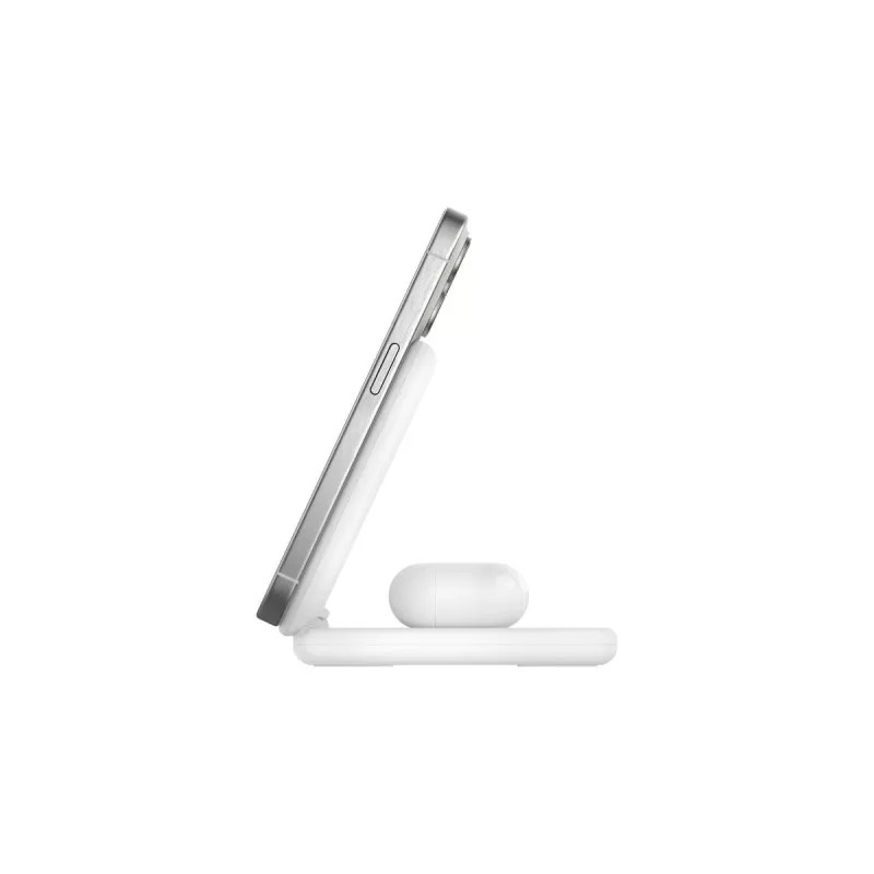 BELKIN BoostCharge Qi2 15W Magnetinis 2 viename stovas – Baltas