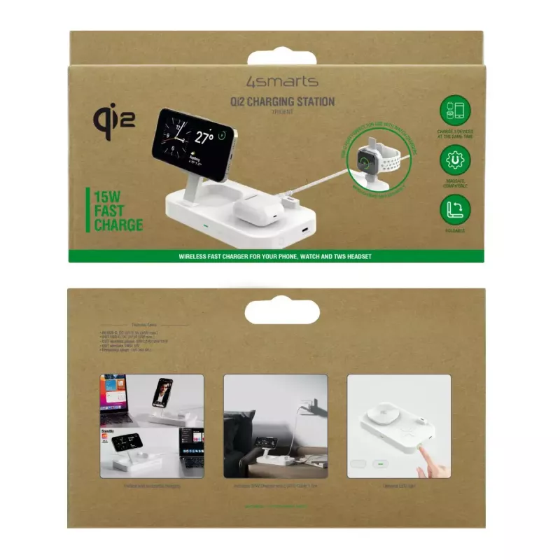 Belaidis įkroviklis 4smarts Qi2 Universal White Fast Charging Indoor AC 12V