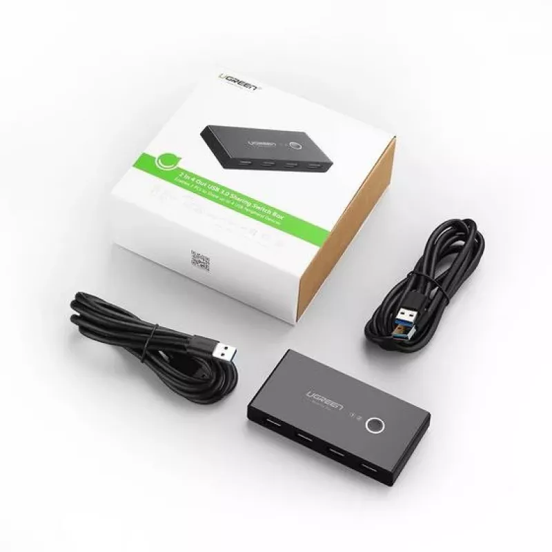 USB jungiklis Ugreen 30768, 4 prievadai USB 3.2 Gen 1, juodas