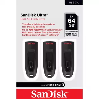 WESTERN DIGITAL SanDisk Cruzer Ultra 64GB USB atmintukas USB 3.0 juodas 3 vnt pakuotė