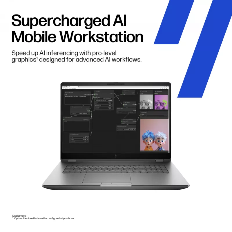 HP ZBook Fury G1i nešiojamas kompiuteris Intel Core Ultra 9 285HX 45,7 cm (18 colių) WQXGA 64 GB DDR5-SDRAM Wi-Fi 7 (802.11be) Windows 11 Pro AI darbo stotis, AI asmeninis kompiuteris