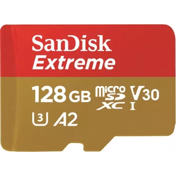 WESTERN DIGITAL Extreme microSDXC 128GB SD adapter veiksmo kameroms ir dronams 170MB/s 80MB/s A2 C10 V30 UHS-I U3