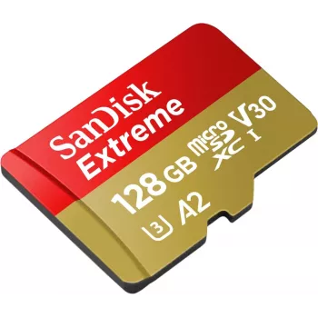 WESTERN DIGITAL Extreme microSDXC 128GB SD adapter veiksmo kameroms ir dronams 170MB/s 80MB/s A2 C10 V30 UHS-I U3