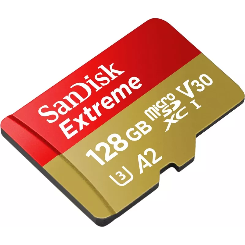 WESTERN DIGITAL Extreme microSDXC 128GB SD adapter veiksmo kameroms ir dronams 170MB/s 80MB/s A2 C10 V30 UHS-I U3
