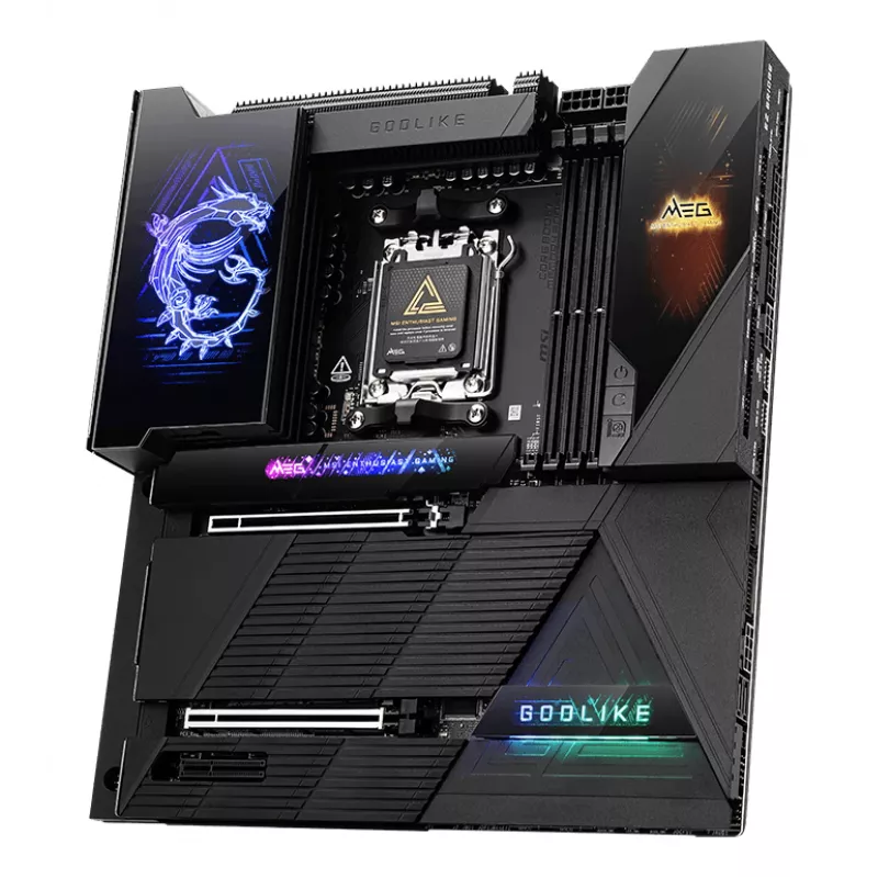 Motininė plokštė MSI MEG X870E GODLIKE – X870E mikroschemų rinkinys, AM5 lizdas, ATX, DDR5 palaikymas