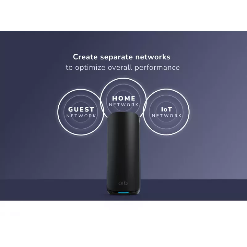 NETGEAR Orbi 870 Triju juostų (2.4 GHz / 5 GHz / 6 GHz) Wi-Fi 7 (802.11be) Juoda 4 vidinės antenos