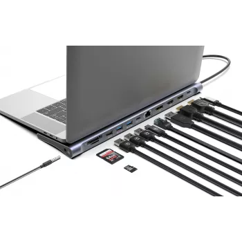 Manhattan 12-in-1 USB-C dokas / stotelė 4K 60Hz, 100W PD