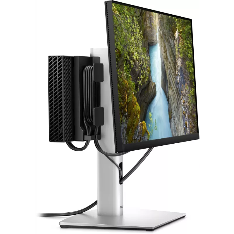 DELL Pro Micro All-in-One stovas MFS22 – tvirtas stovas „OptiPlex Micro“ ir Dell monitoriui, 5,8 kg, 48,3–68,6 cm, VESA 100×100 mm, aukščio reguliavimas, sidabrinis, juodas