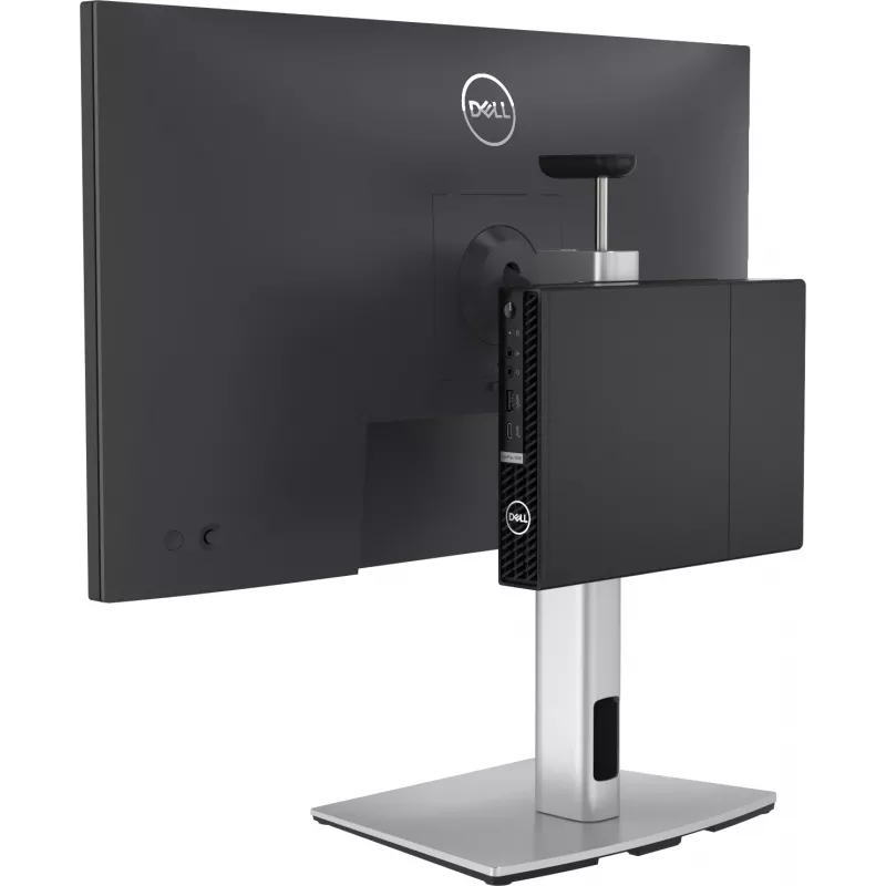 DELL Pro Micro All-in-One stovas MFS22 – tvirtas stovas „OptiPlex Micro“ ir Dell monitoriui, 5,8 kg, 48,3–68,6 cm, VESA 100×100 mm, aukščio reguliavimas, sidabrinis, juodas