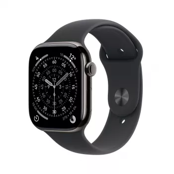 APPLE Watch Series 11 GPS + Cellular 46mm slate Titanium dėklas su Black Sport juostele S/M