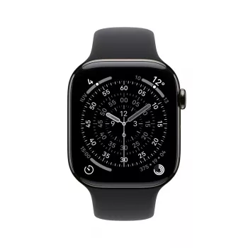 APPLE Watch Series 11 GPS + Cellular 46mm slate Titanium dėklas su Black Sport juostele S/M