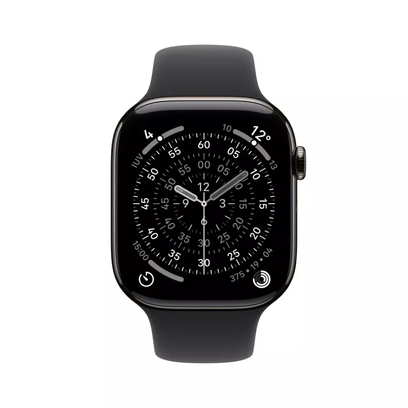 APPLE Watch Series 11 GPS + Cellular 46mm slate Titanium dėklas su Black Sport juostele S/M
