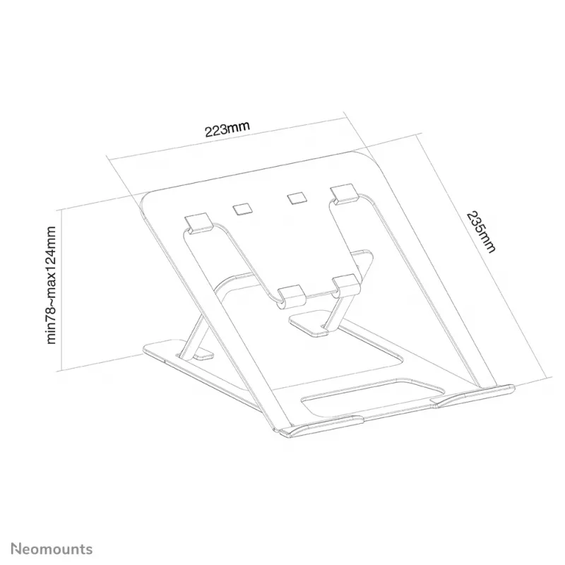 Neomounts NSLS085GREY stovas nešiojamam kompiuteriui 10-17 colių – sulankstomas – kompaktiškas – universalus