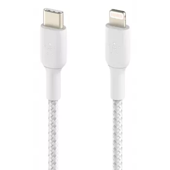 BELKIN Lightning į USB-C laidas, pynė, 1 m, baltas
