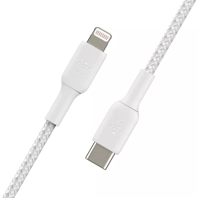 BELKIN Lightning į USB-C laidas, pynė, 1 m, baltas