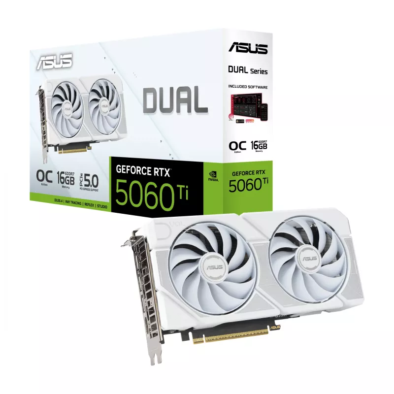 ASUS Dual GeForce RTX 5060 Ti White Edition 16 GB GDDR7 vaizdo plokštė