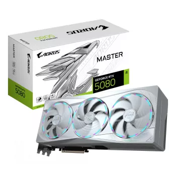 Vaizdo plokštė GIGABYTE AORUS GeForce RTX 5080 MASTER ICE 16G – 16 GB GDDR7, 256 bit, PCIe 5.0, 2805 MHz