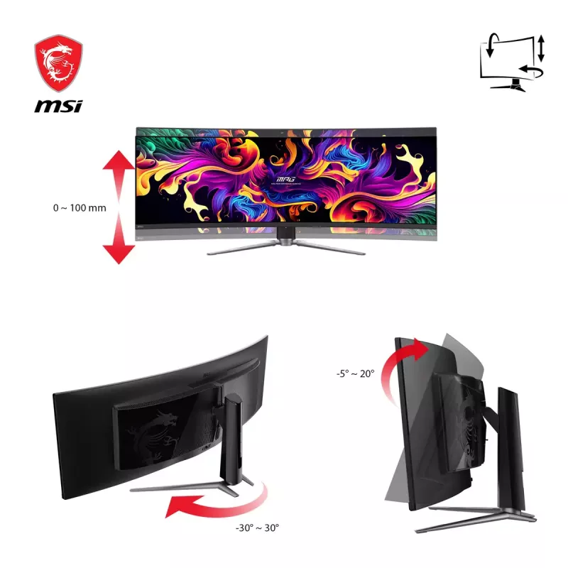 MSI MPG 491CQPDE QD-OLED monitorius 124,5 cm (49 colių) 5120 x 1440 pikselių DQHD juodas
