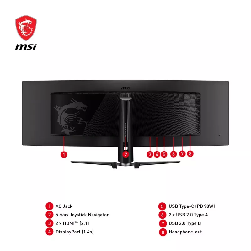MSI MPG 491CQPDE QD-OLED monitorius 124,5 cm (49 colių) 5120 x 1440 pikselių DQHD juodas