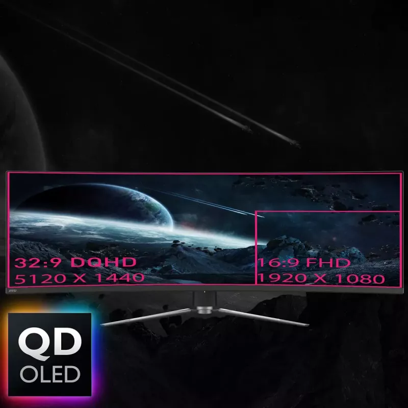MSI MPG 491CQPDE QD-OLED monitorius 124,5 cm (49 colių) 5120 x 1440 pikselių DQHD juodas