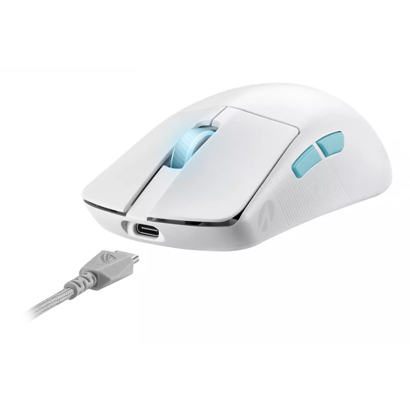 Pelė ASUS ROG Harpe Ace Aim Lab Edition, žaidimų, ambidekstrinė, RF belaidė + Bluetooth + USB Type-C, optomechaninė, 36000 DPI