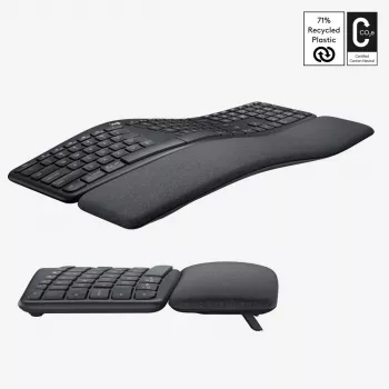 LOGITECH Ergo K860 – belaidė išskleista klaviatūra, grafito spalvos, QWERTY US/International
