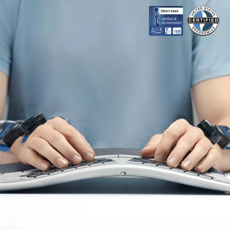 LOGITECH Ergo K860 – belaidė išskleista klaviatūra, grafito spalvos, QWERTY US/International