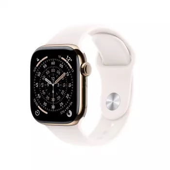 APPLE Watch Series 11 GPS + Cellular 46 mm Auksinis titano korpusas su šviesiai rožiniu sportiniu dirželiu S/M
