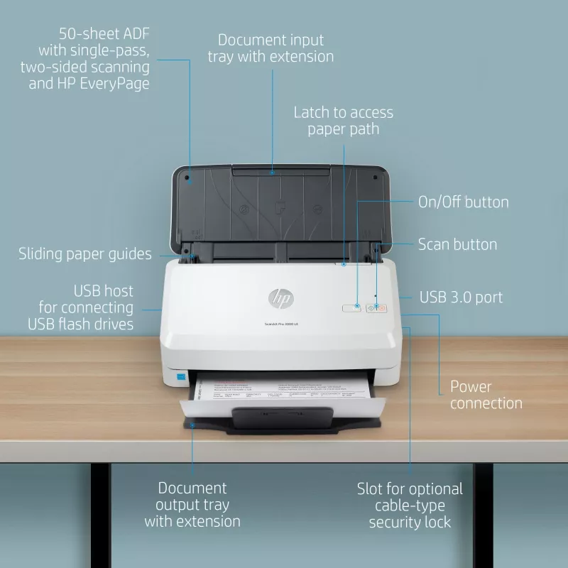 HP Scanjet Pro 3000 s4 lakštinis skaitytuvas 600 x 600 DPI A4 juoda, balta