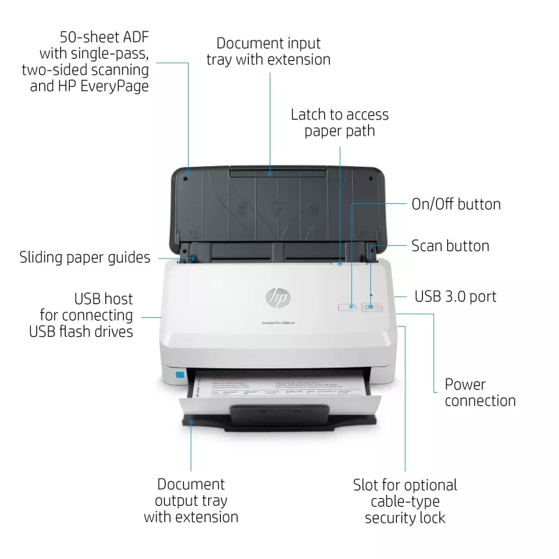 HP Scanjet Pro 3000 s4 lakštinis skaitytuvas 600 x 600 DPI A4 juoda, balta