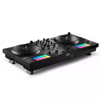 Hercules INPULSE T7 Black DJ valdiklis – 3,5 mm / 6,35 mm ausinių lizdai, USB laidas, 652×350×90 mm