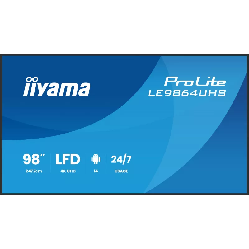 iiyama LE9864UHS-B1AG skaitmeninės reklamos ekranas 98 colių 4K Ultra HD Wi-Fi 500 cd/m² juodas