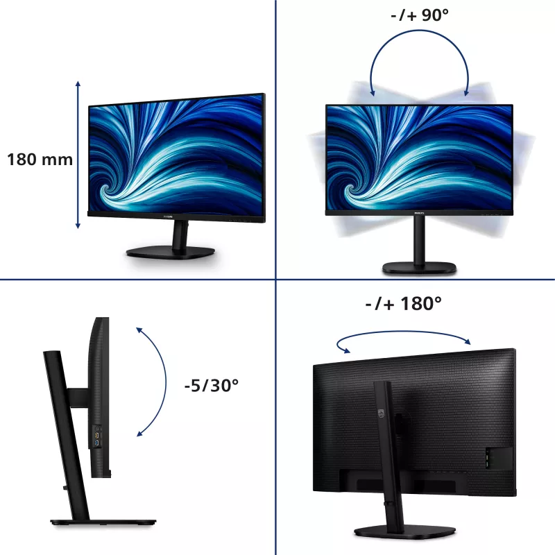 Philips 32B2U3601/00 kompiuterio monitorius 80 cm (31,5 colio) 2560 x 1440 pikselių Quad HD juodas