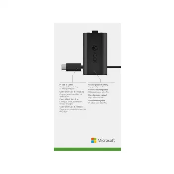 Įkrovimo rinkinys Microsoft Xbox One Play & Charge Kit – įkraunama baterija su USB Type-C laidu, juoda, matinė