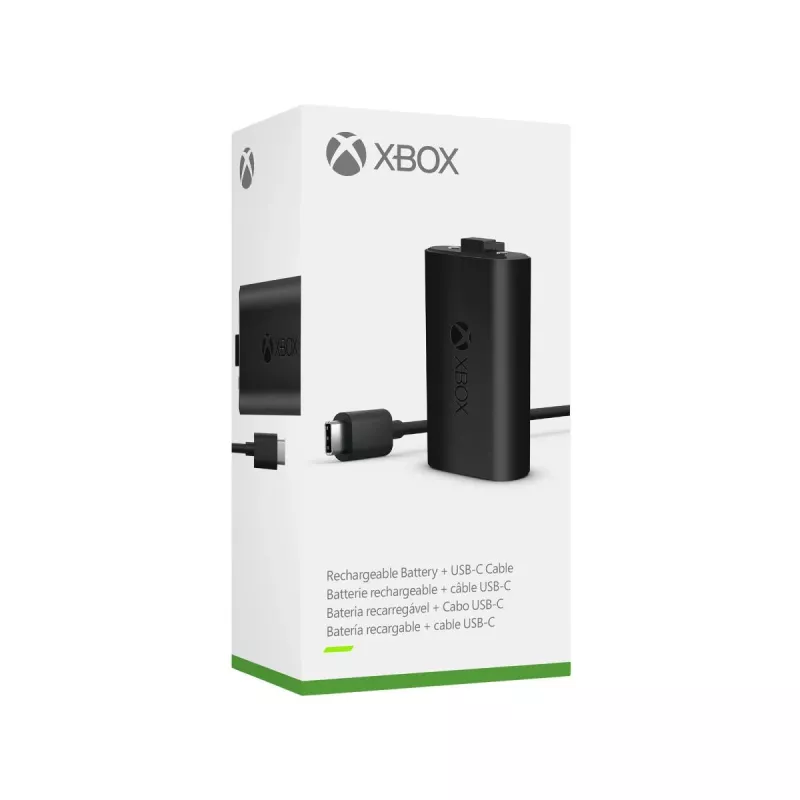 Įkrovimo rinkinys Microsoft Xbox One Play & Charge Kit – įkraunama baterija su USB Type-C laidu, juoda, matinė
