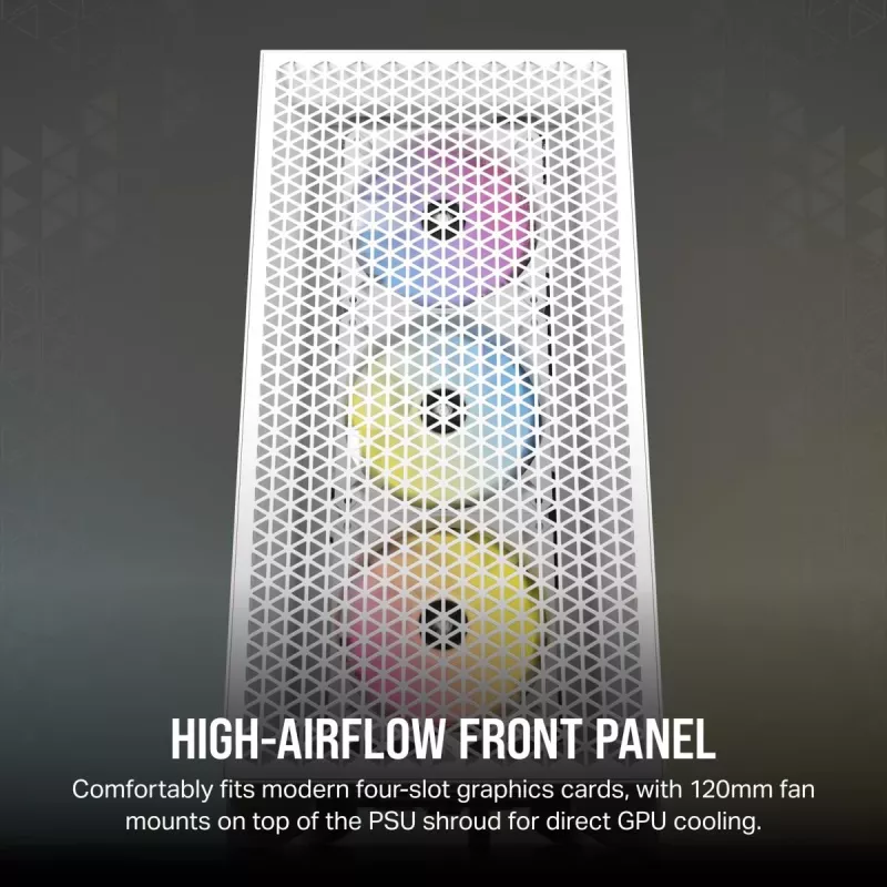 CORSAIR 3000D RGB Airflow Baltas vidutinis bokštas ATX korpusas