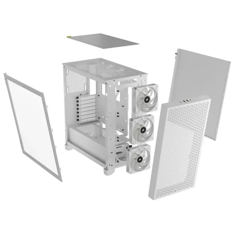 CORSAIR 3000D RGB Airflow Baltas vidutinis bokštas ATX korpusas