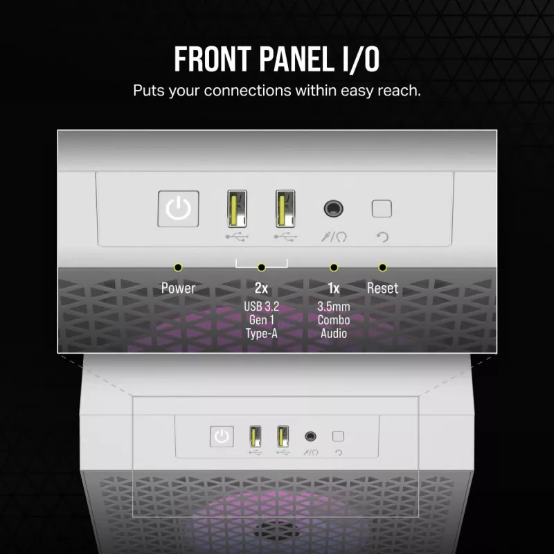 CORSAIR 3000D RGB Airflow Baltas vidutinis bokštas ATX korpusas