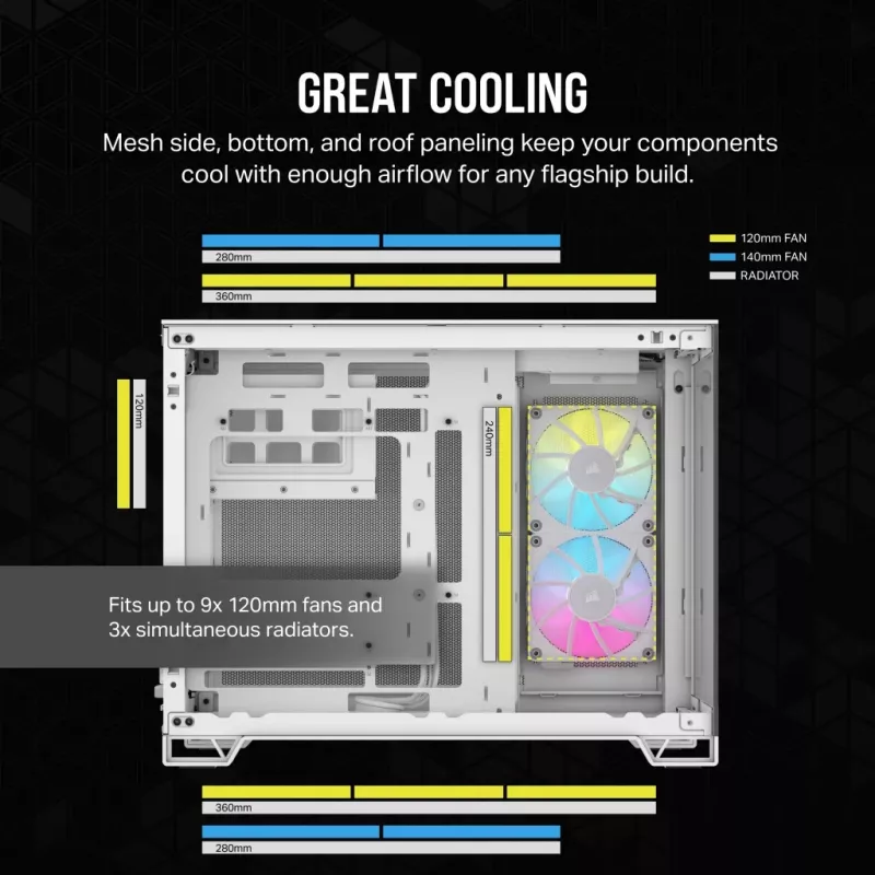 CORSAIR korpusas Icue Link 2500x RGB Micro ATX dviejų kamerų baltas