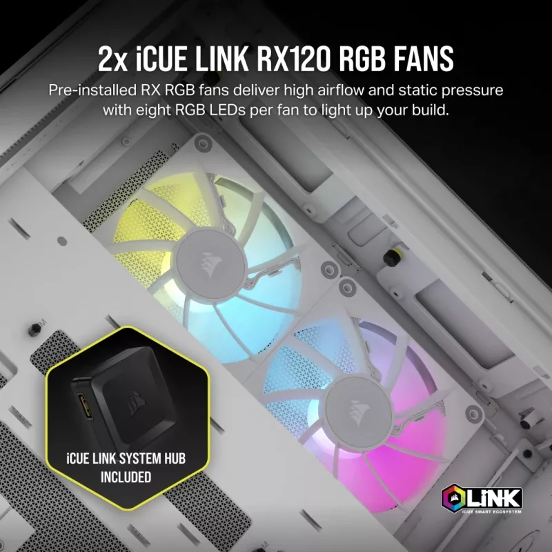 CORSAIR korpusas Icue Link 2500x RGB Micro ATX dviejų kamerų baltas