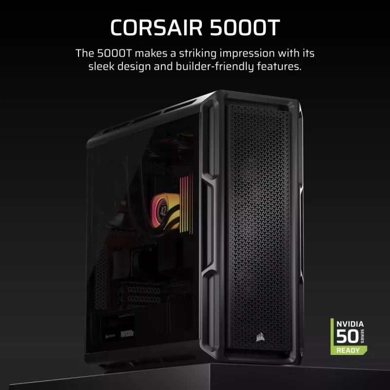 CORSAIR 5000T vidutinis bokštas – aukšto našumo korpusas (juodas)