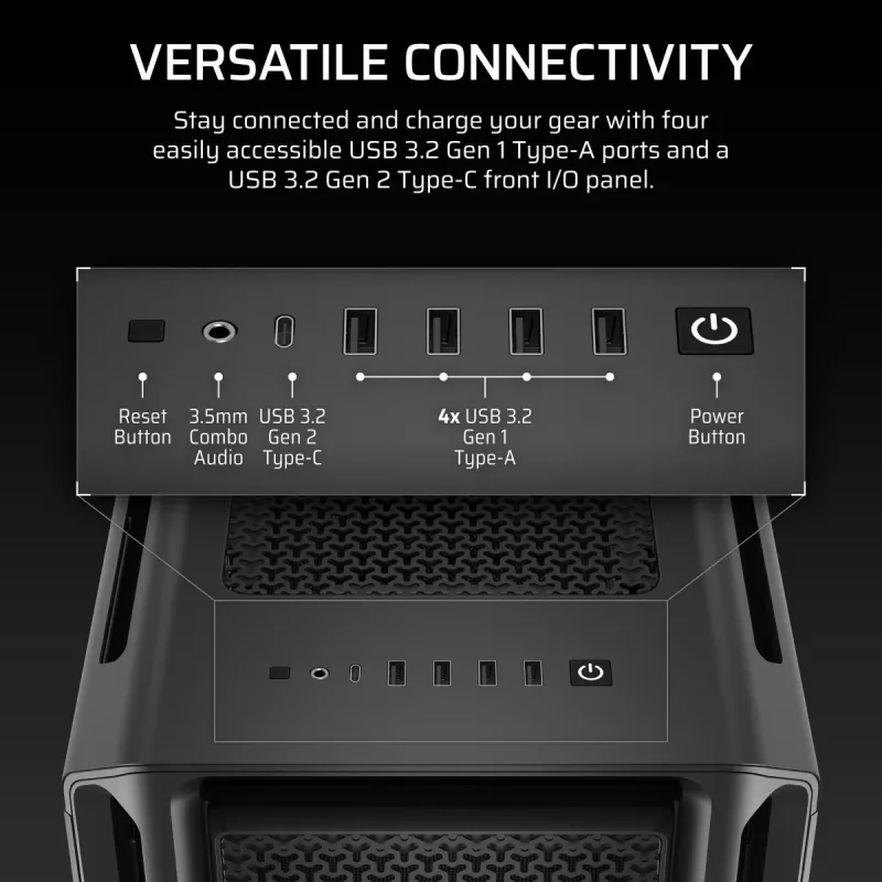 CORSAIR 5000T vidutinis bokštas – aukšto našumo korpusas (juodas)