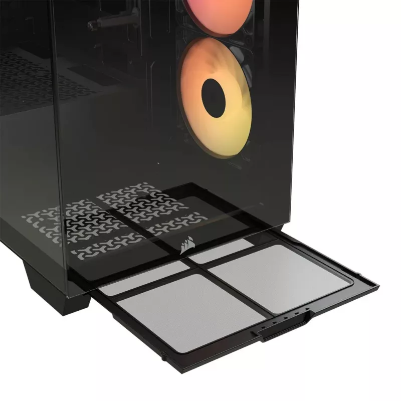 PC korpusas CORSAIR 3500X RS-R ARGB – juodas, grūdintas stiklas, tinka ATX/EATX/Micro-ITX, 3x120 mm priekiniai ventiliatoriai